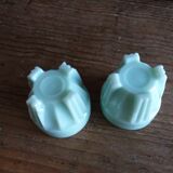 2 pale green art deco opaline shells