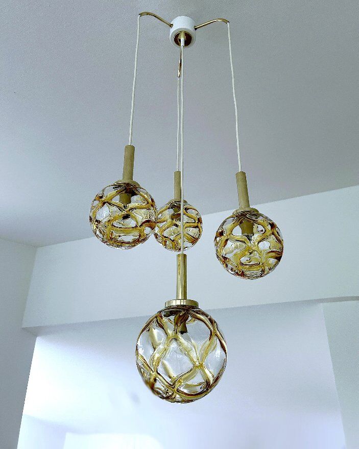 Suspension en verre vintage de Doria, années 1970.