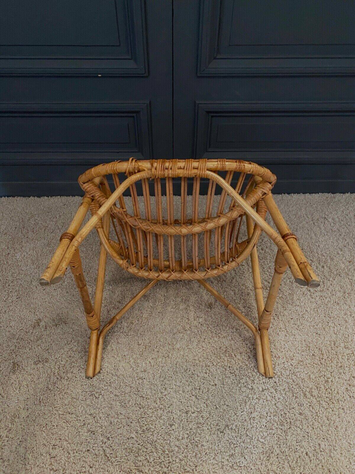 Paire de fauteuils en rotin, travail français 1960