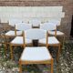 Six vintage 70s Baumann style chairs white buckle fabric