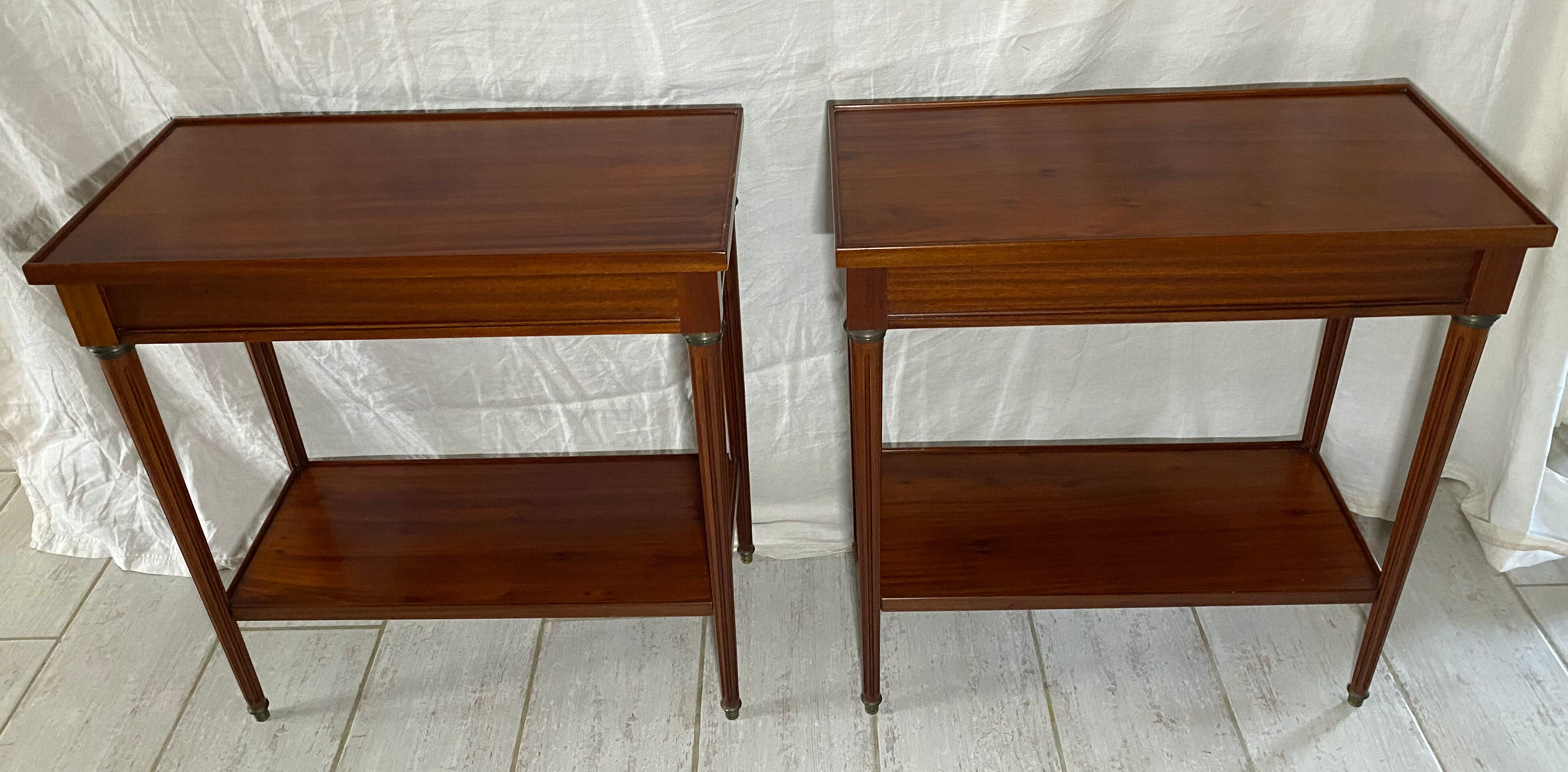 Pair of Louis XVI style wooden bedside tables