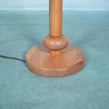 Vintage Swedish wooden floor lamp with pleated shade from the 1960s.
