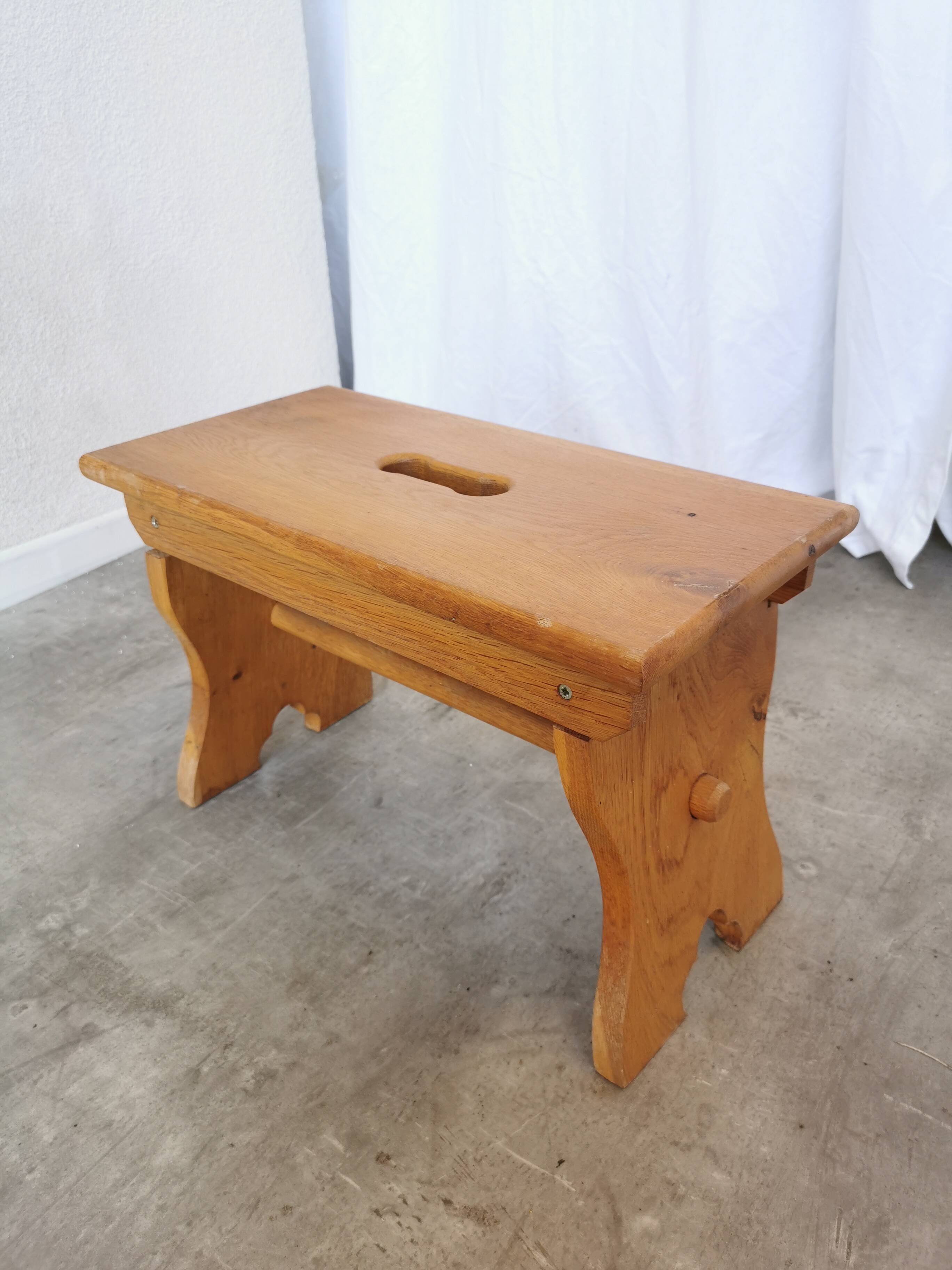 Vintage Wooden Footstool: Handcrafted Yugoslavian Pruchka, 1960s