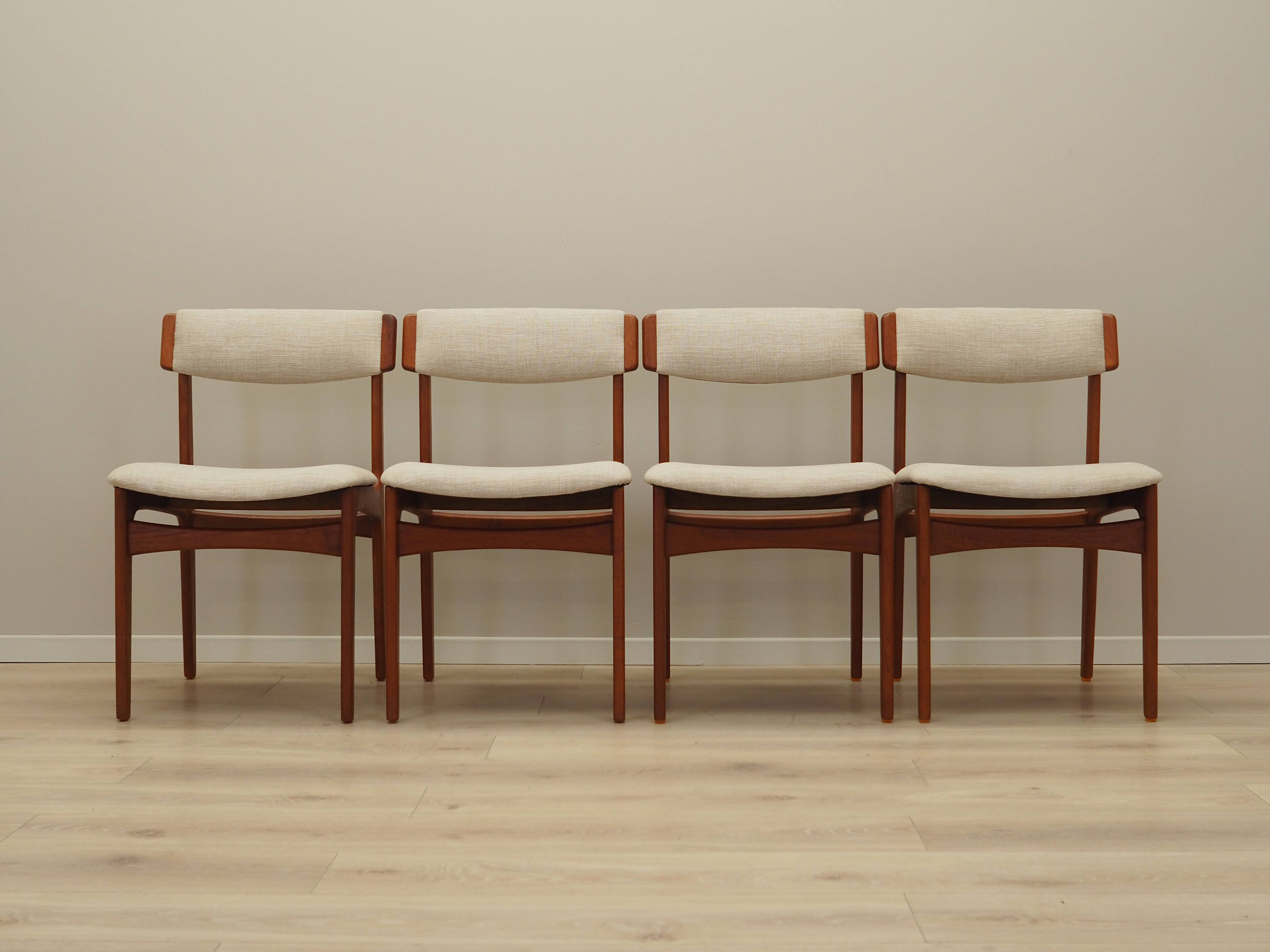 Set of four teak chairs, Danish design, 1960s, manufactured by N. & K. Bundgaard Rasmussen