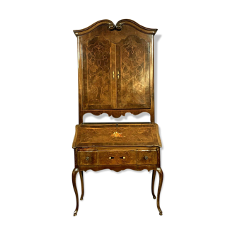 Cabinet louis xv vénitien in marquetry of noble woods and mother-of-pearl around 1880-1900