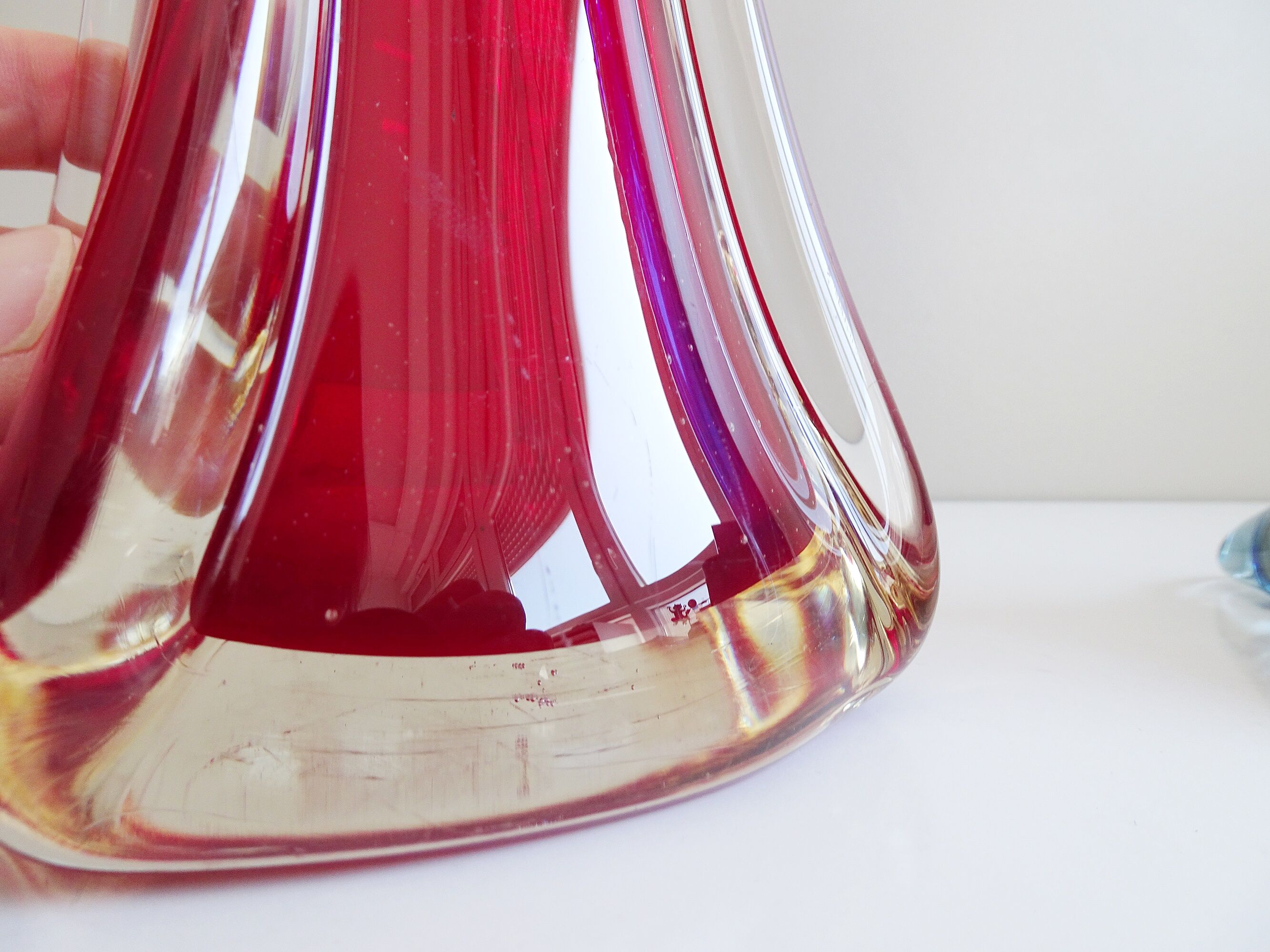 Murano glass vases red and blue