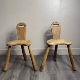 Pair of solid wood farmhouse stools