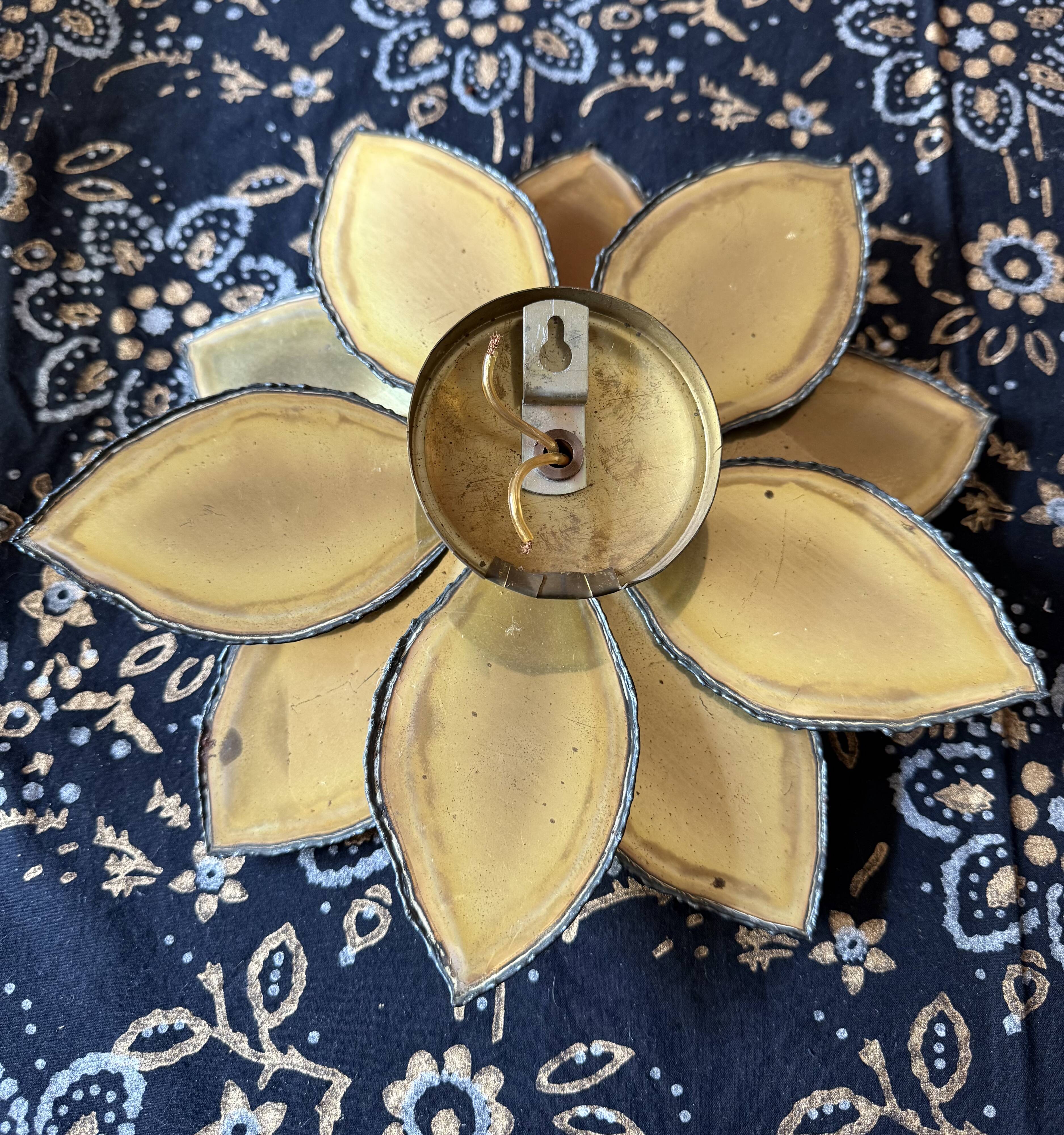 Paire d’appliques fleurs vintages Techoueyres pour Maison Jansen 70’s