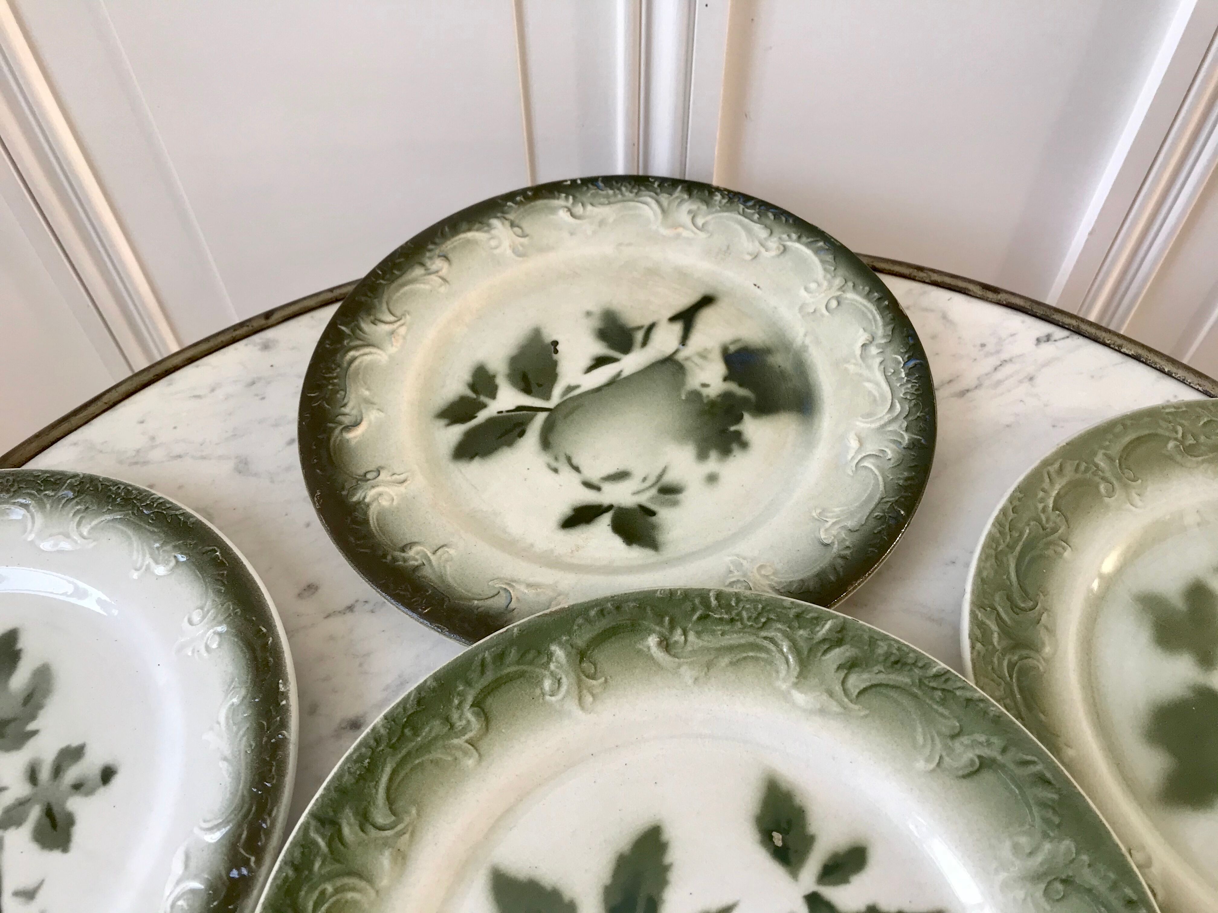 lot of 6 dessert plates in slip Pexonne early twentieth century