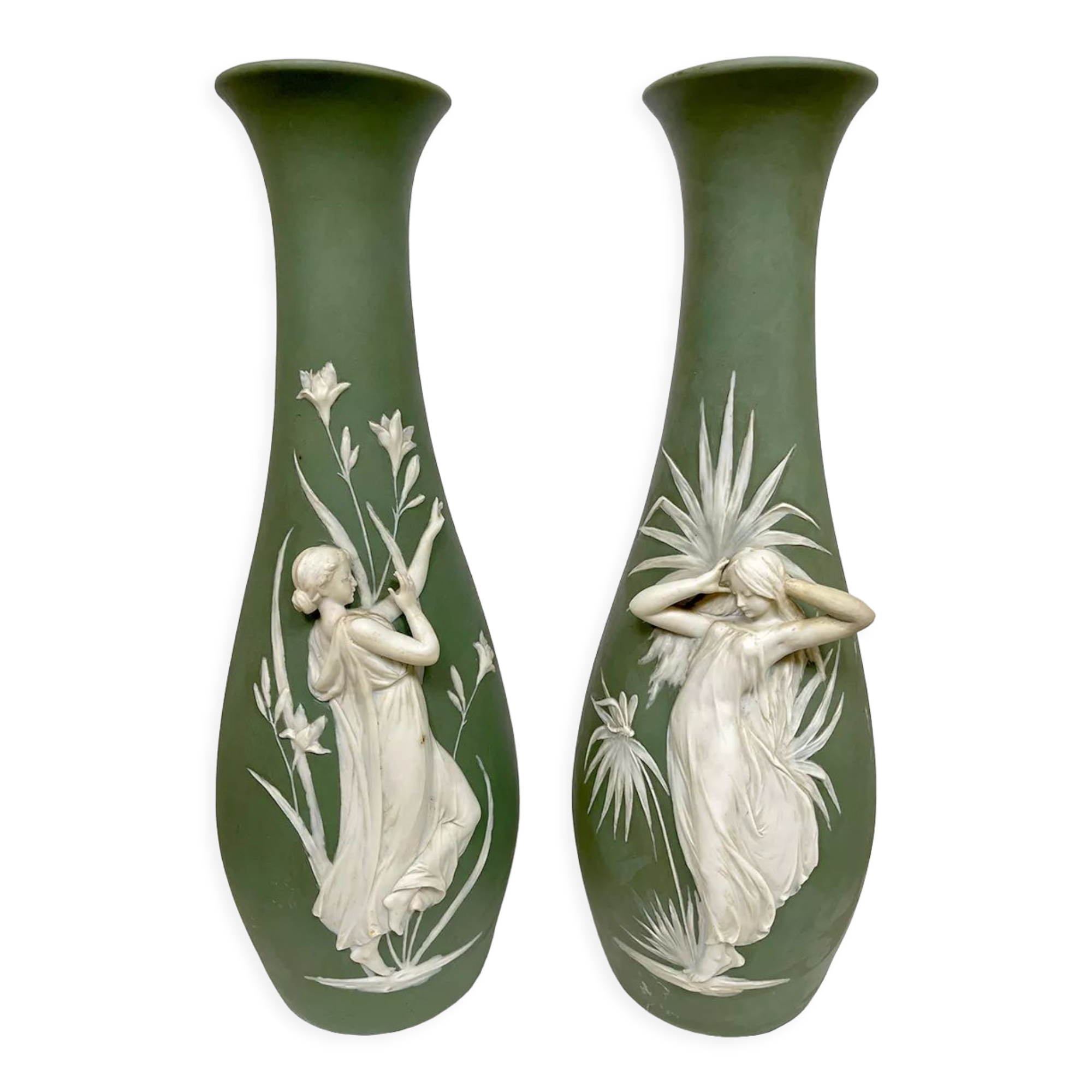 Vintage Bisque Porcelain vases 'Jasperware'