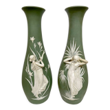 Vintage Bisque Porcelain vases 'Jasperware'