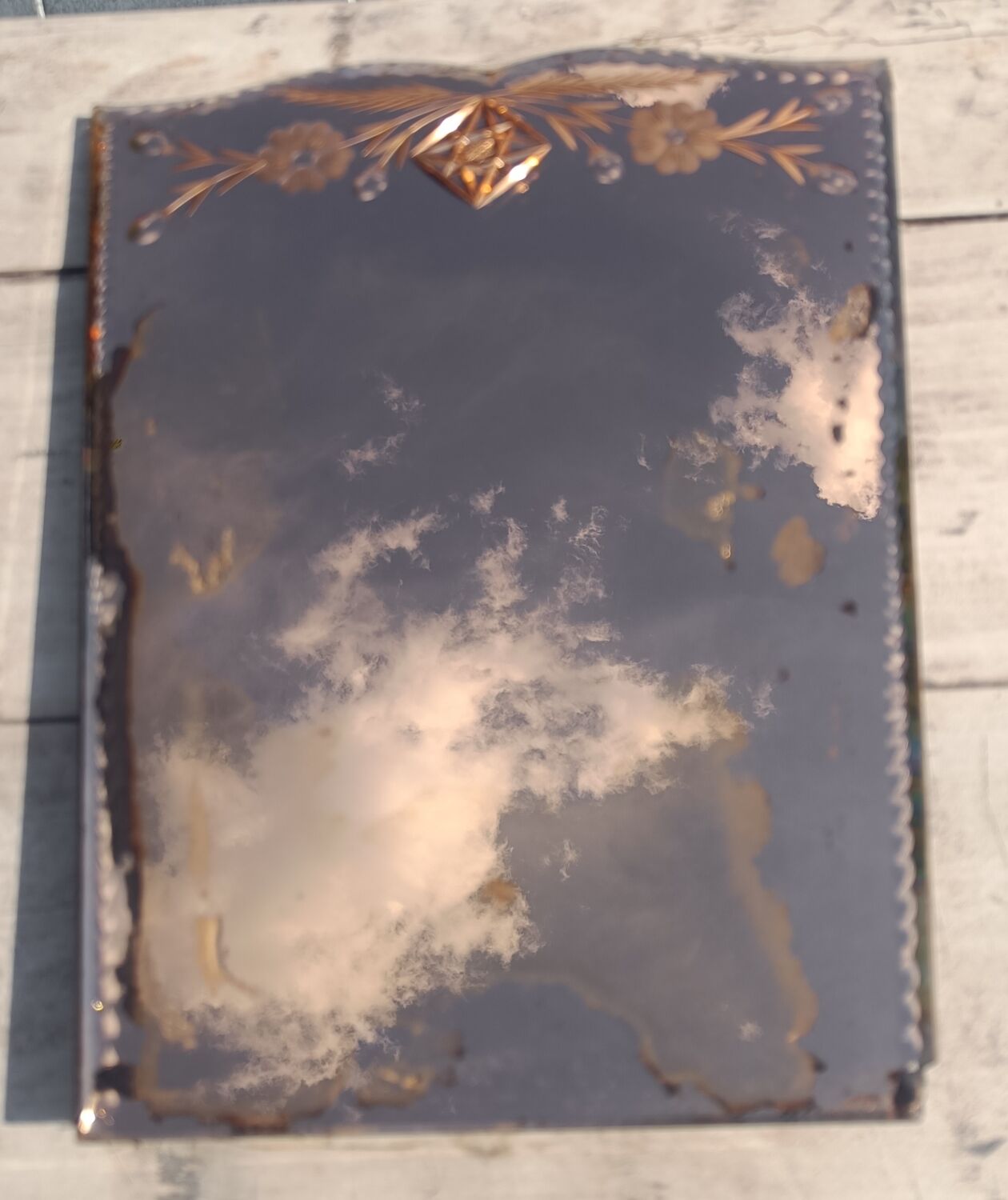 Pink art deco table mirror