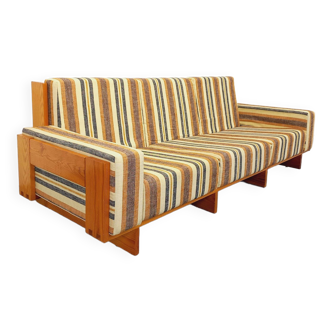 Vintage sofa bench in pine and fabric from the 70s