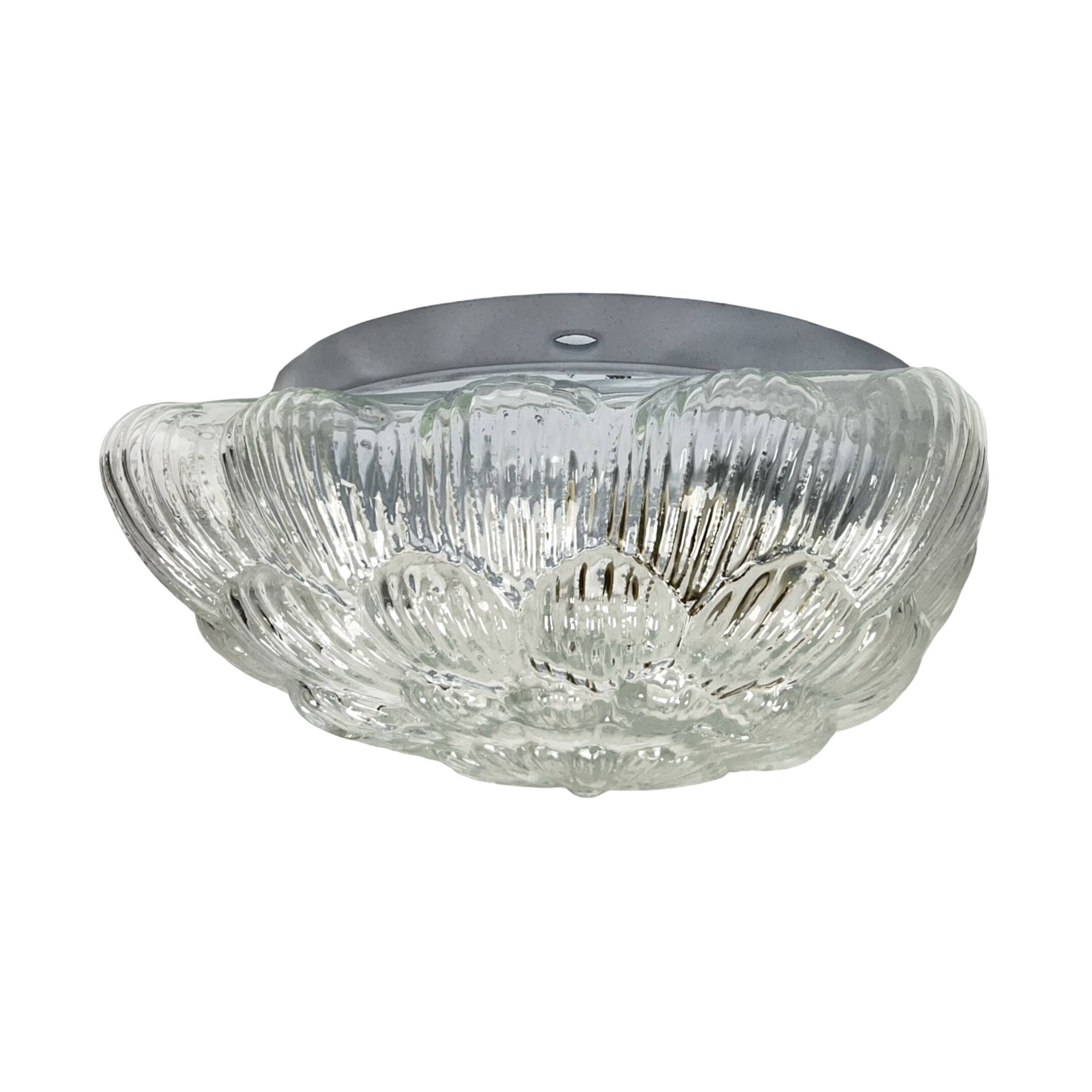 Plafonnier carré Bonalux des années 1980, en verre et métal.