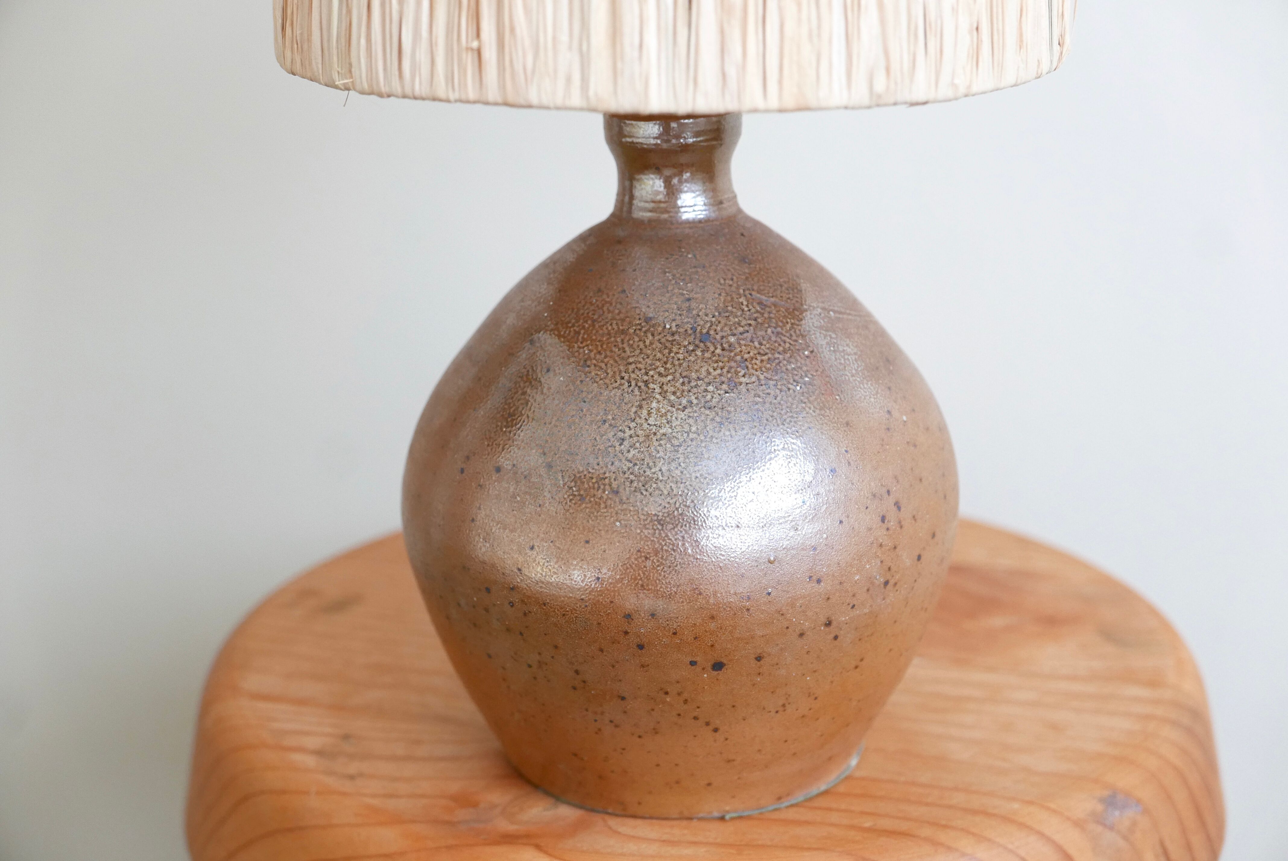 Sandstone ball lamp, raffia day sores, 60s