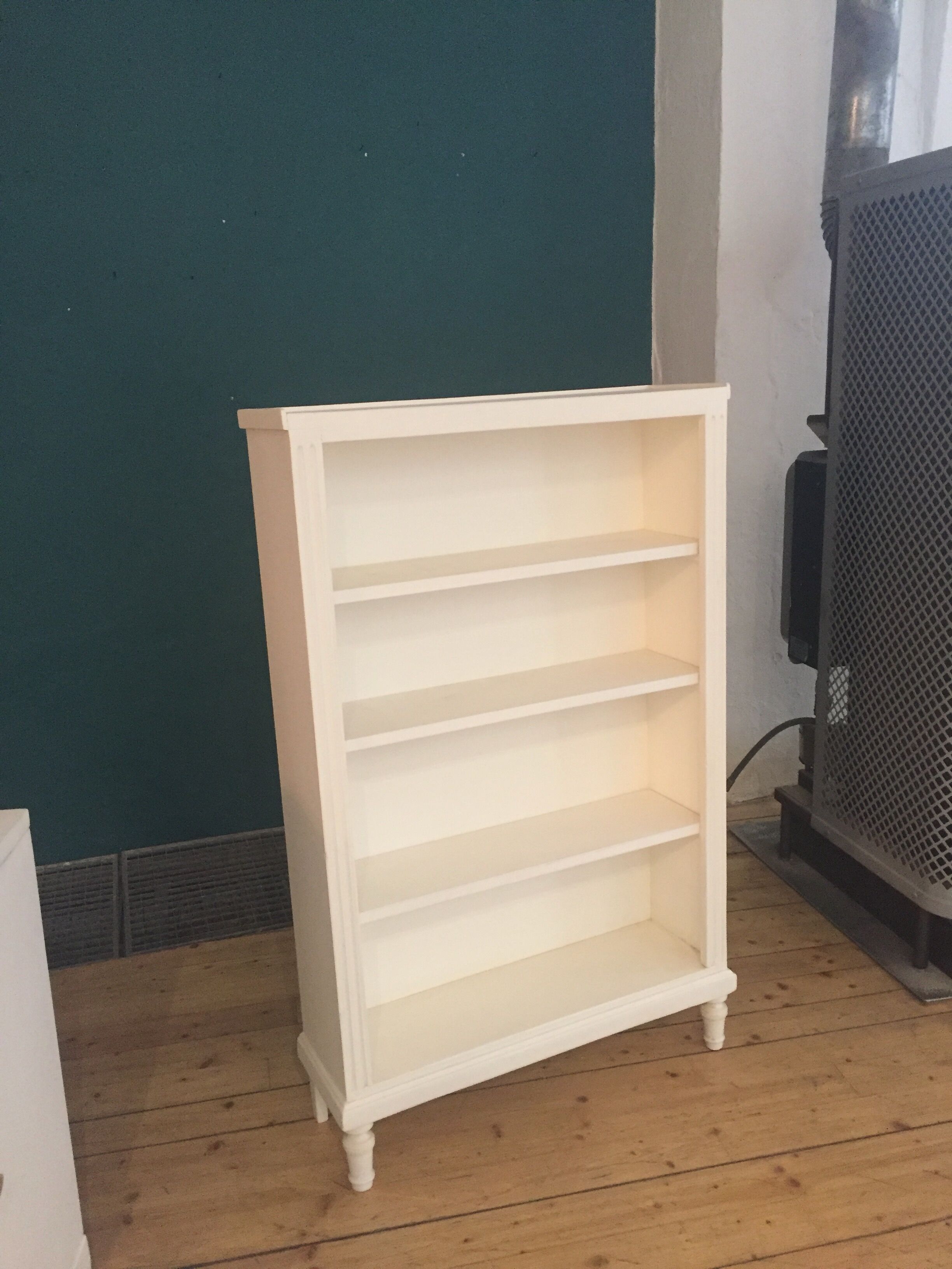 Old bookcase shelf matte white color