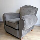 Pair of moustache club armchairs in elephant grey velvet.