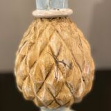 Pied de lampe ananas, bois peint à la main, années 50