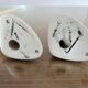 Pair of salmon-colored art deco porcelain hooks from the 30s and 40s