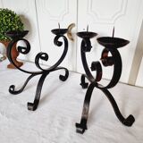 Elegant pair of vintage wrought iron candlesticks or candle holders from the 50s/60s