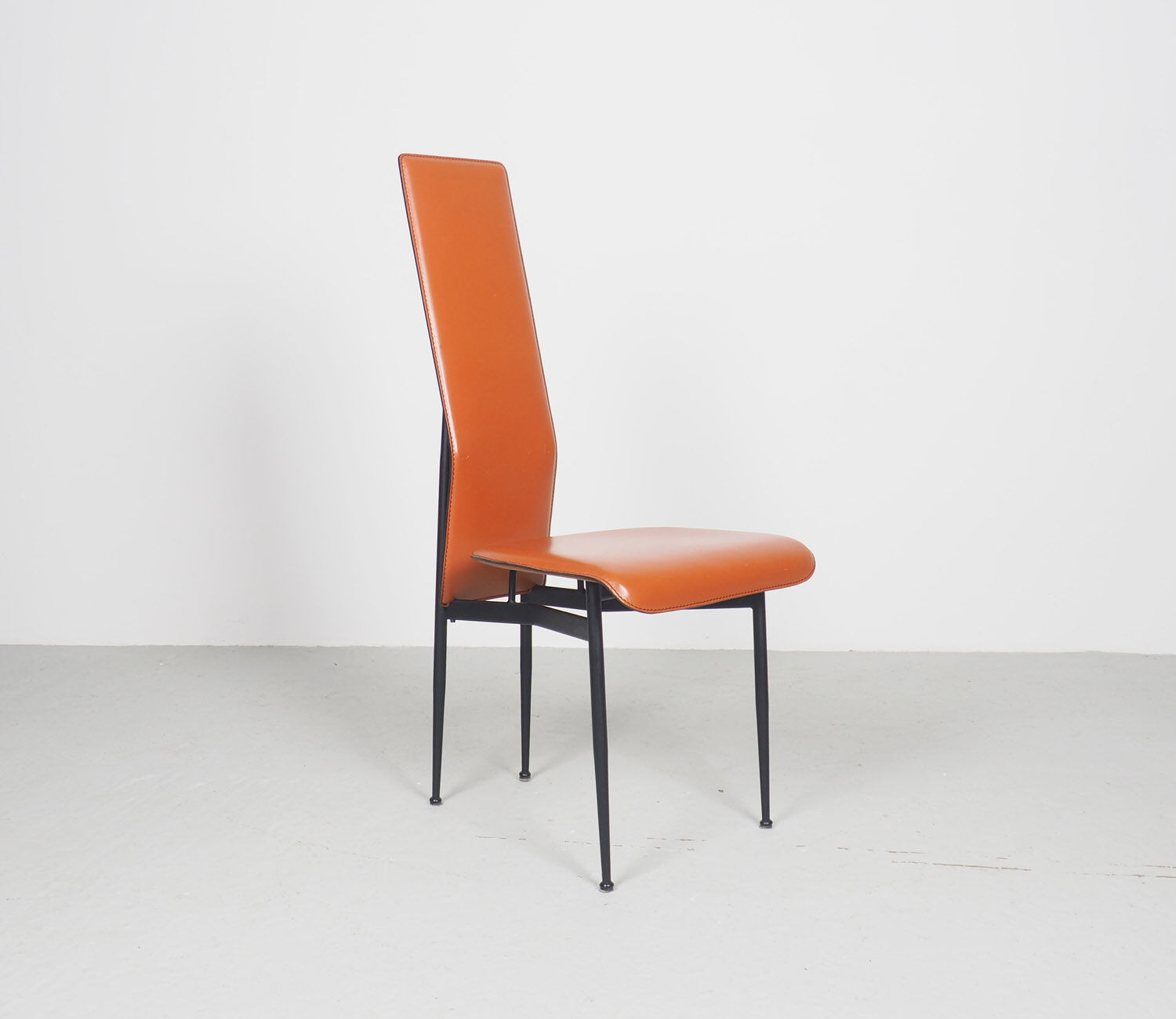 Fasem dinner chairs S44 in cognac red leather, 1990's