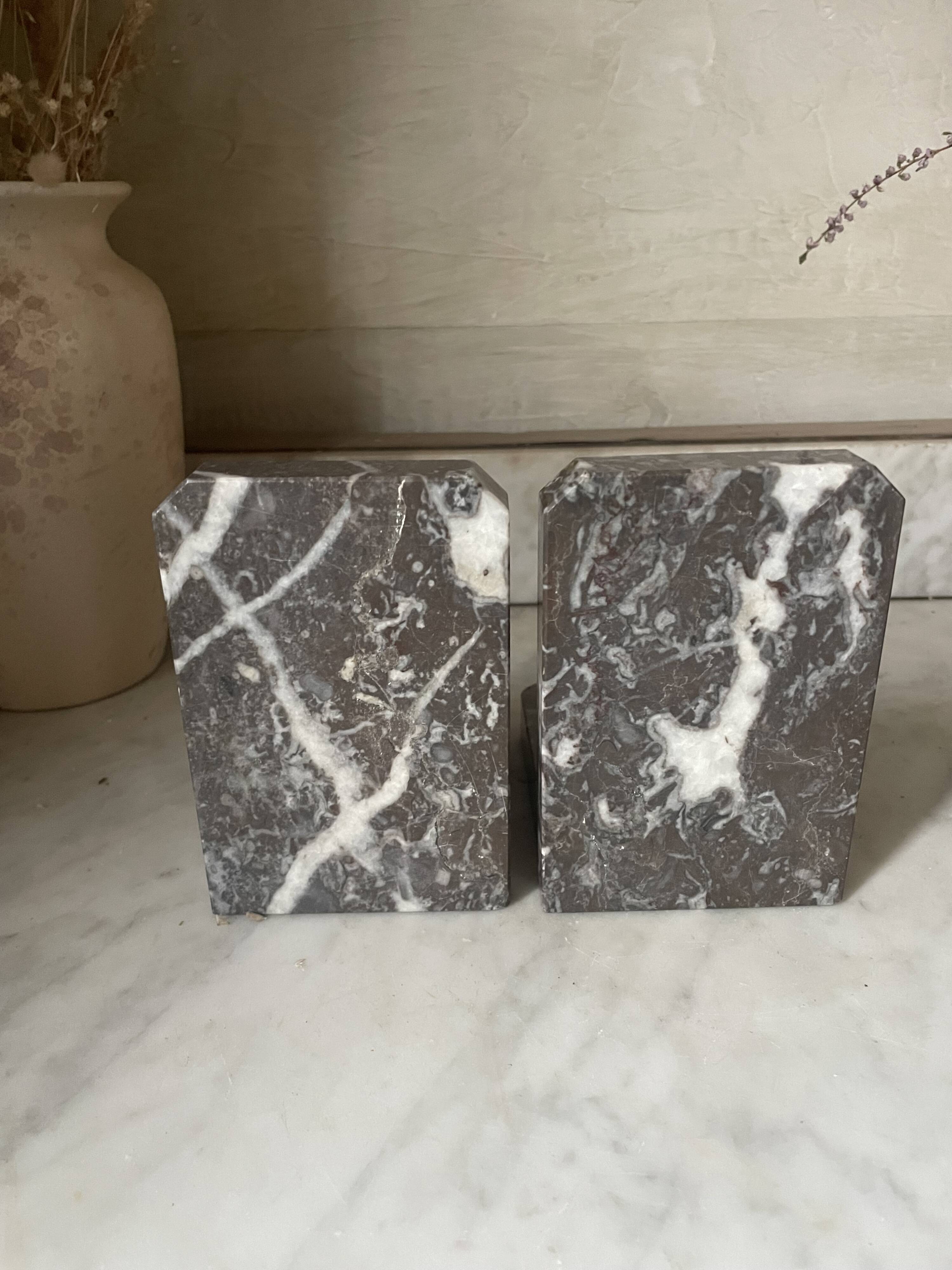 Pair of Art Deco marble and onyx bookends