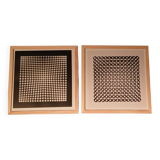 Two Vintage Vasarely Tableaux - Optical Art - Wooden Frames 30x30cm