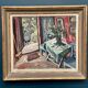 Oil on panel by Swedish artist – "Interior with figure" by Olle Nordberg (1905–1986) – 1944 – vintage and framed – 40×46 cm (15.7"×18.1")