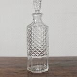 Vintage Faceted Cut Glass Round Whiskey Decanter