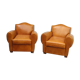 Pair leather club armchairs
