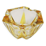 Ancien cendrier en cristal taillé transparent & jaune