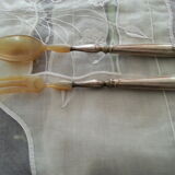 Vintage silver and horn salad servers