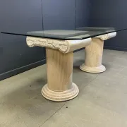Vintage tessellated stone pedestal dining table by Maitland Smith, 1970s