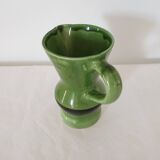 Green ceramic pitcher signed Longchamp - height 18.5cm
