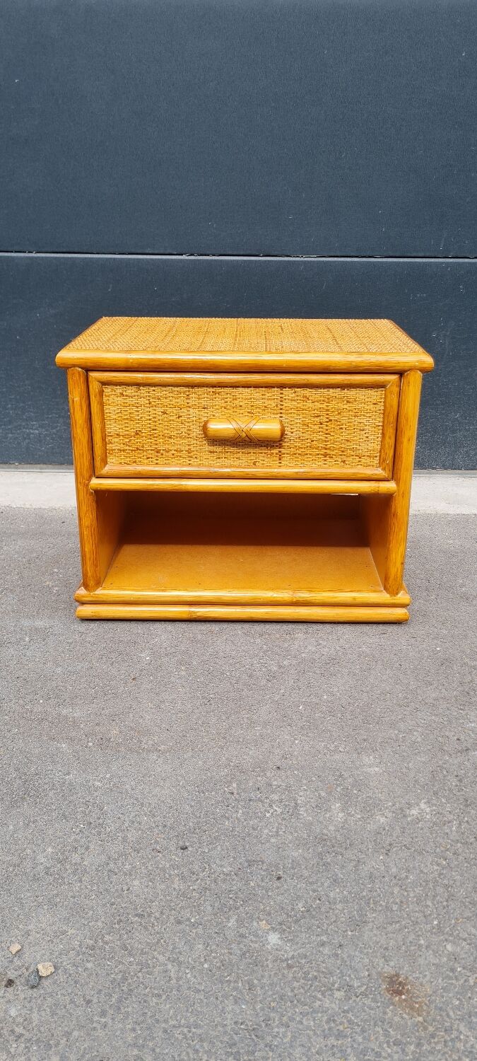 Vintage rattan bedside