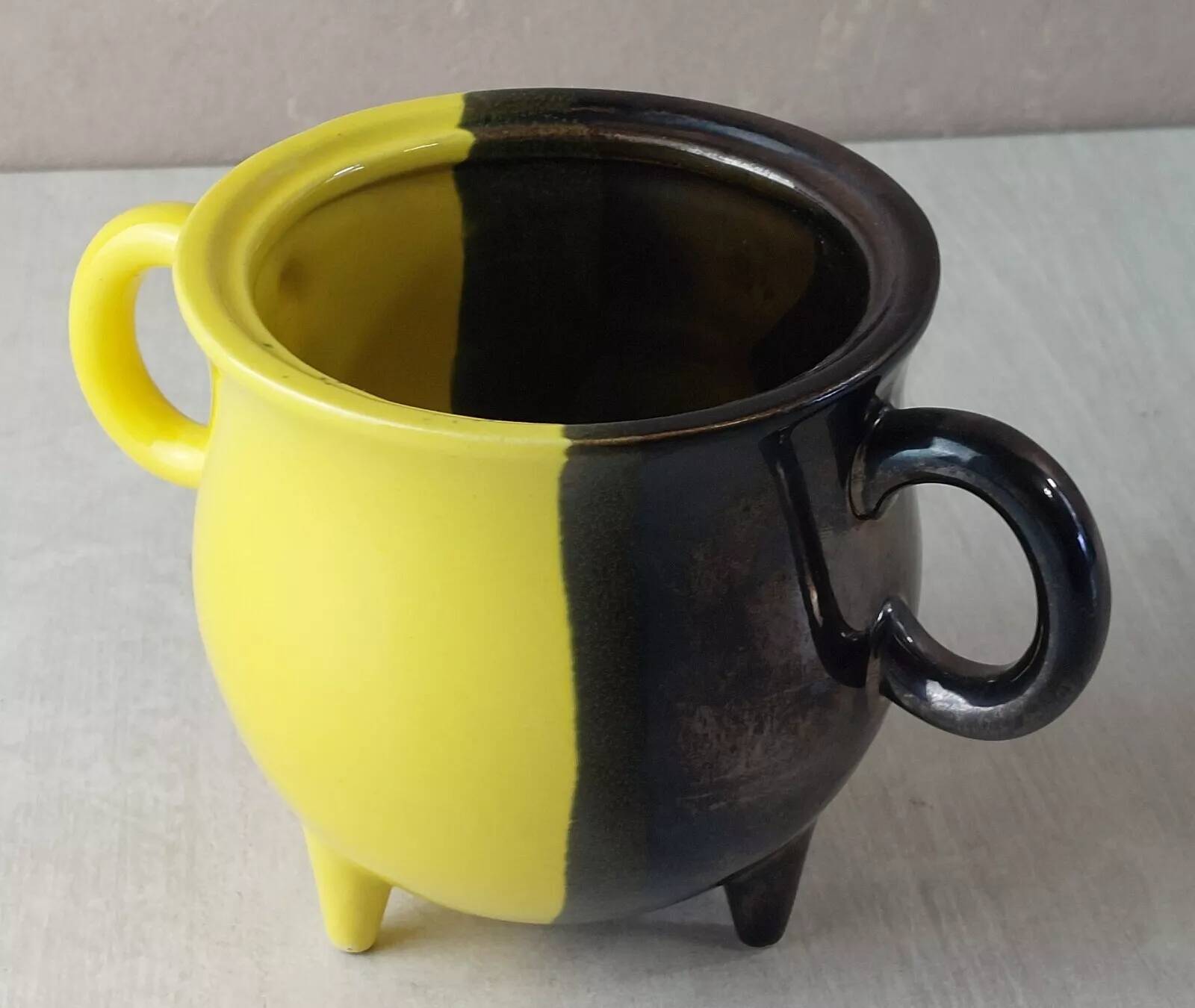 Antique sugar bowl, two-tone ceramic, Luc Lucchesi, from Vallauris