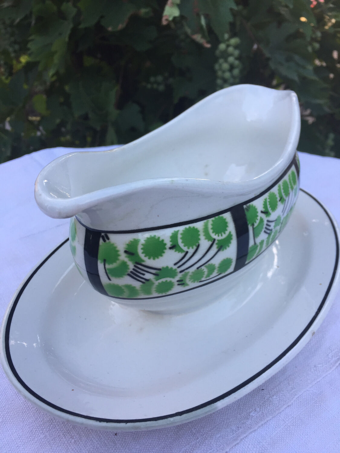 Old sauce boat made in France Digoin Sarreguemines