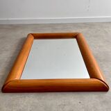 Old mirror in solid elm design from the 70s vintage brutalist style