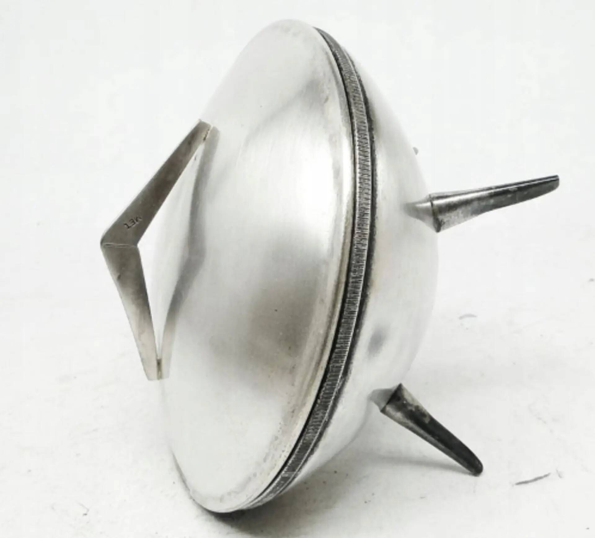 Space age sugar bowl, silver-plated brass, Poland, 1960s