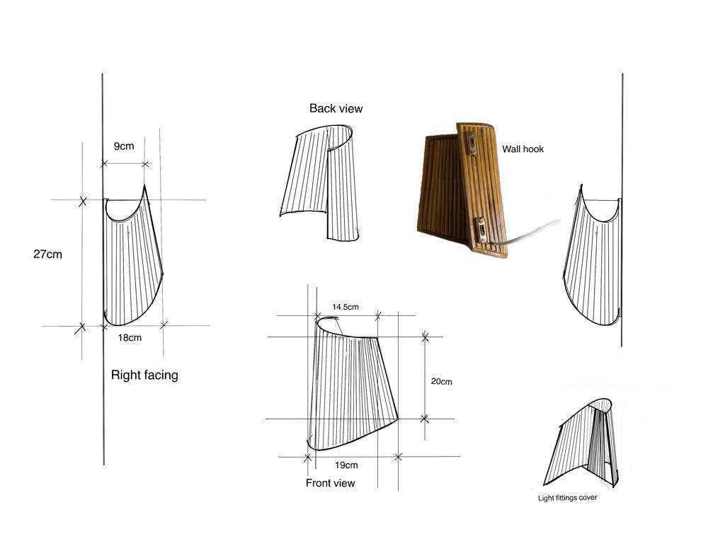 Lampe murale sculpturale en rotin