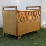 Vintage oak and rattan chest/bench – 1960s