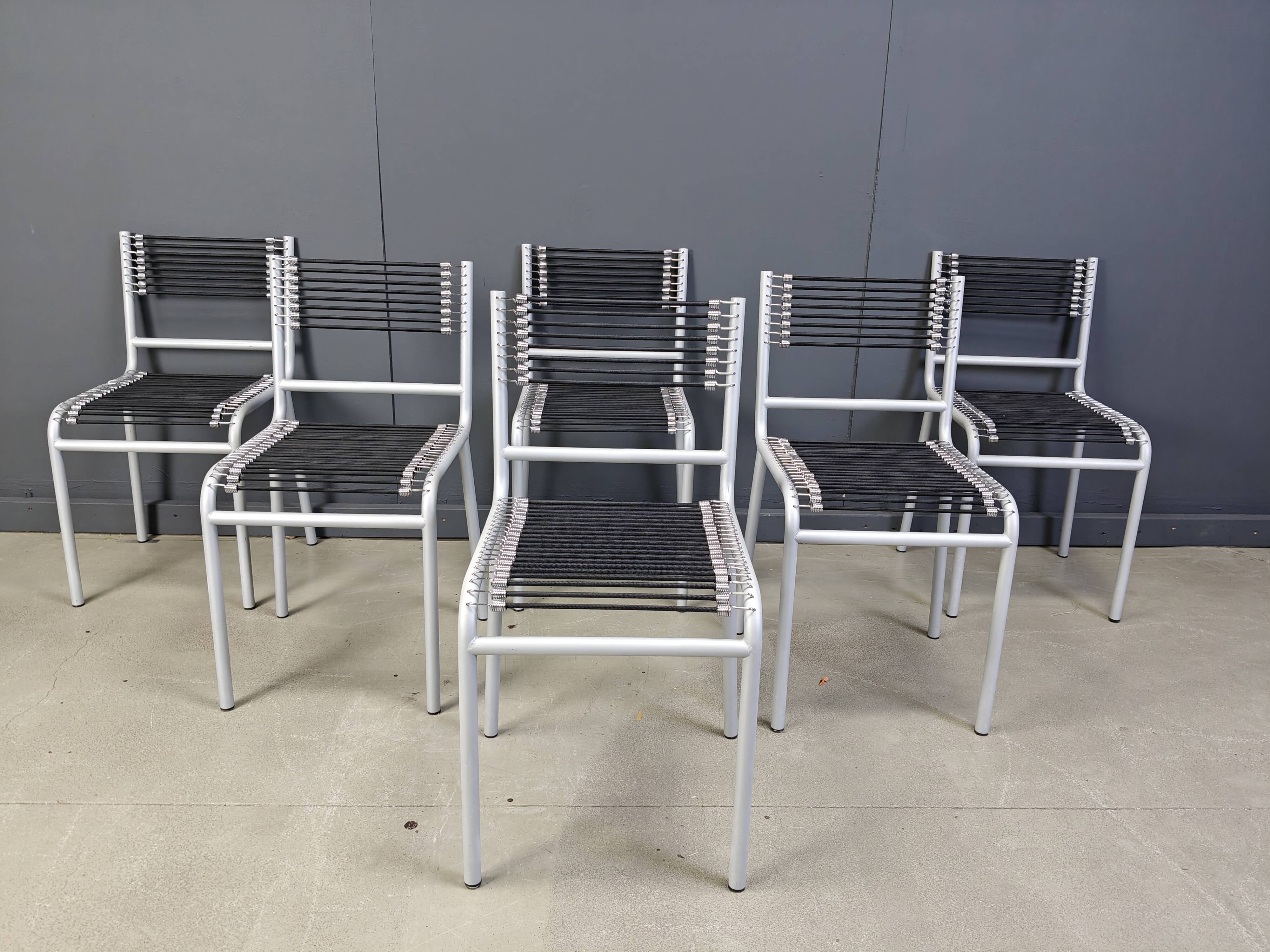 Set of 6 Sandow chairs by Rene Herbst, 1980s