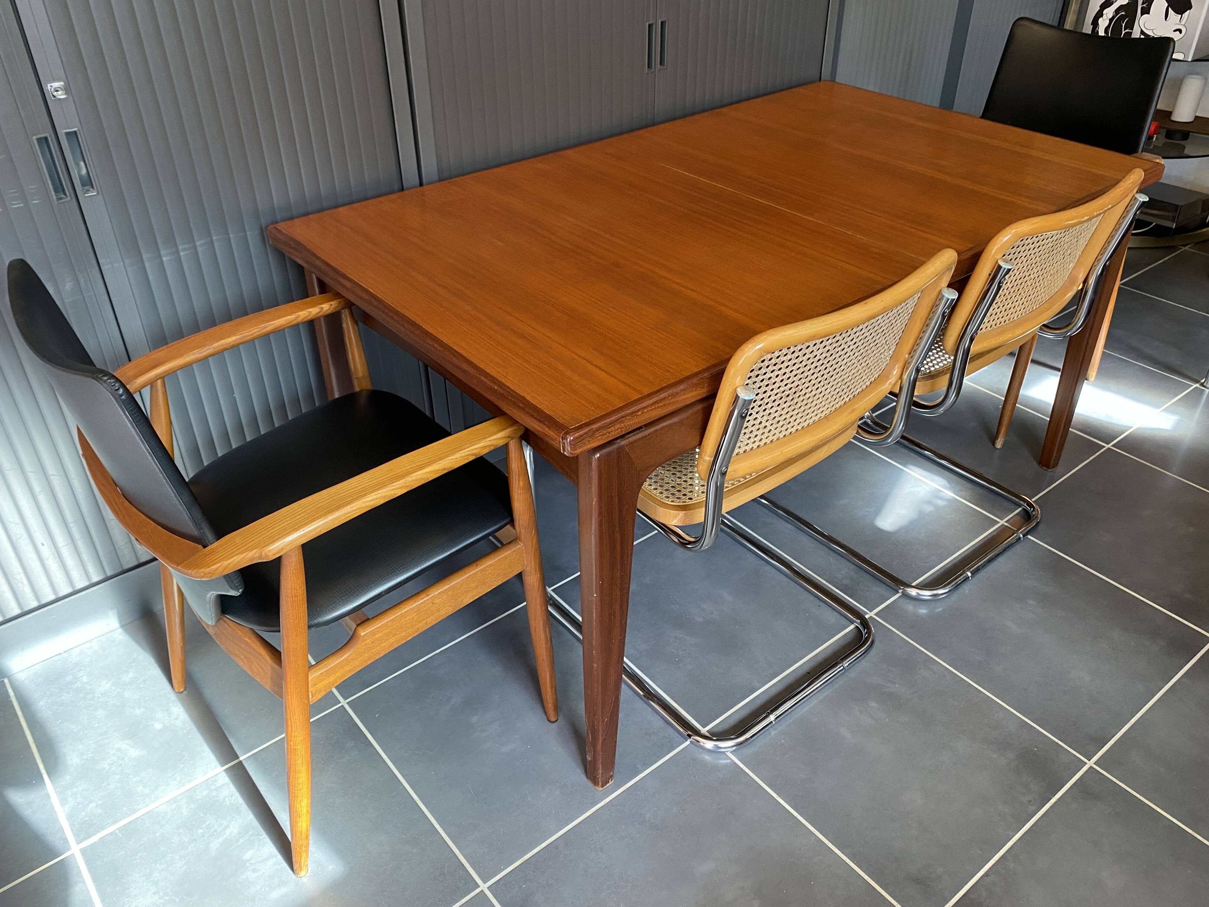 Table extensible scandinave en teck 150/225x86cm vintage an60