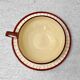 Vintage Longchamp Cup with Saucer – Cream and Brown Checkered Earthenware