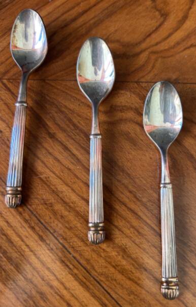6 small silver-plated metal spoons, Vuillermet silversmiths, Art Deco, 1930
