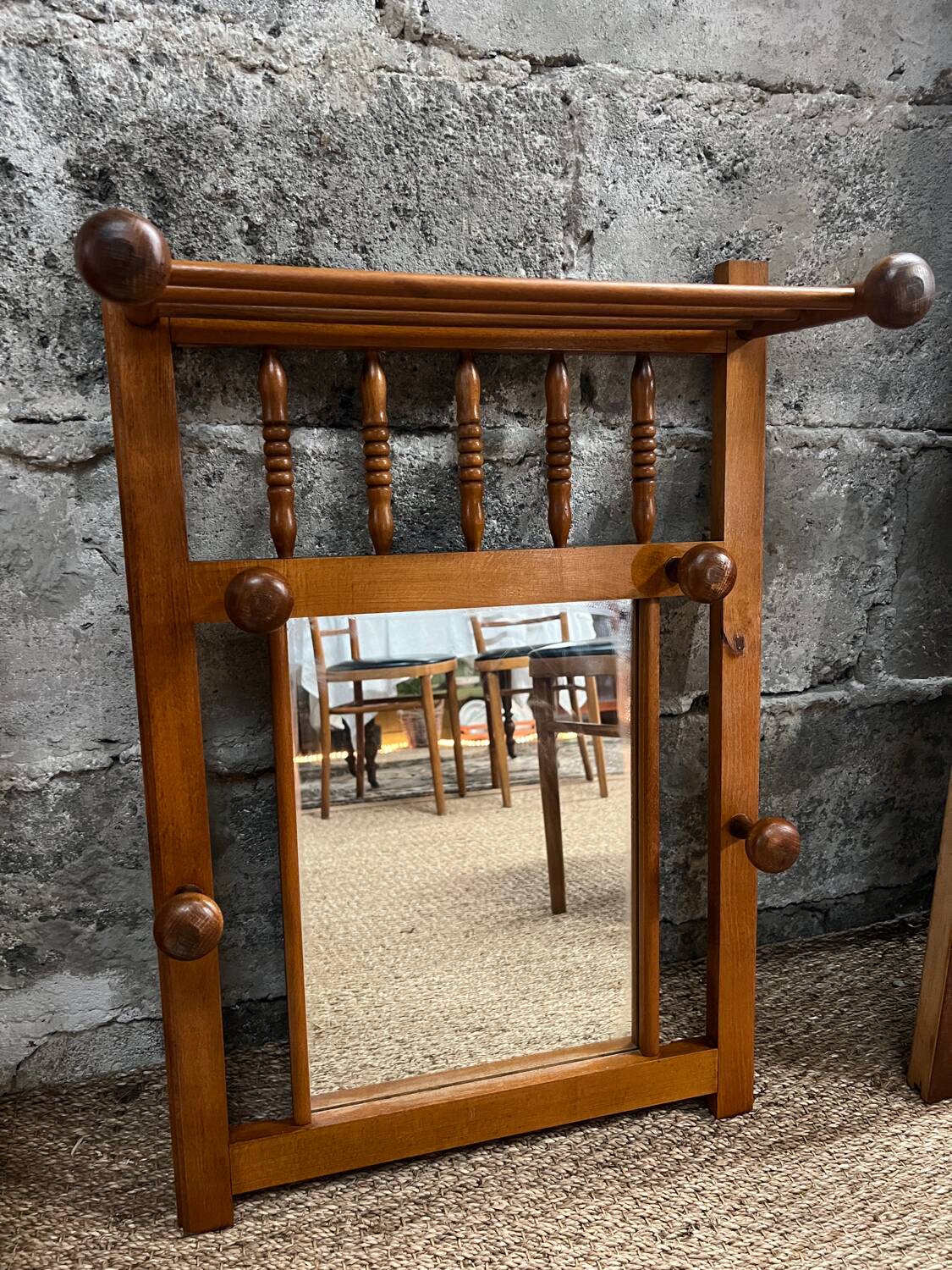 Wooden coat rack for the cloakroom
