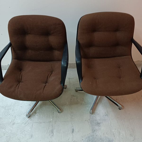 Paire de fauteuils coque Strafor 451 Randall Buck 1960 Space Age