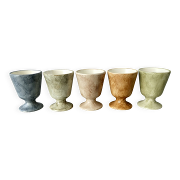 5 tasses à café en céramique signées, Jean-Pierre Viot Château le Ruffec 73