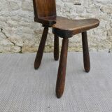 Mountain chair in solid wood, carved with gouge, 60s