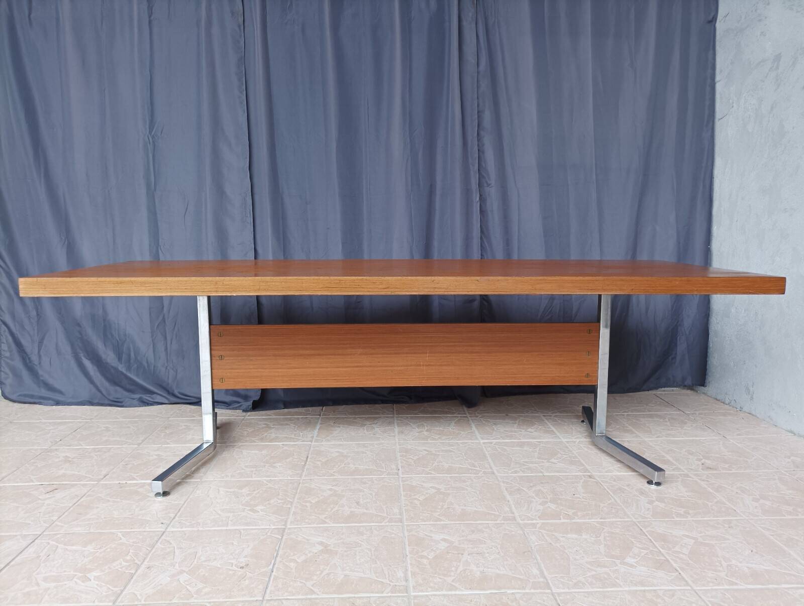 Vintage mahogany desk with chrome metal.